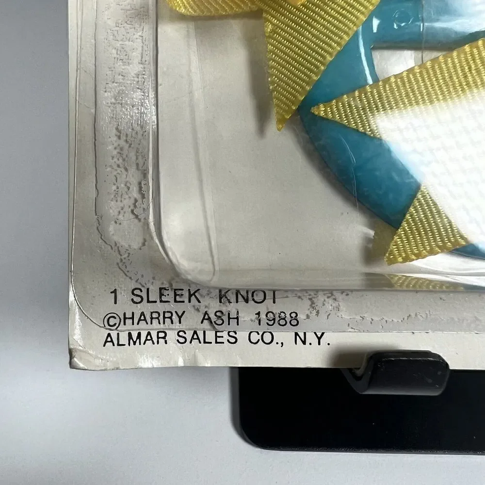 Vintage Top Star Yellow Sleek Knots Hair Bow 1988 Retro 80's NOS